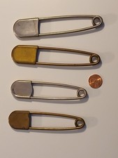 Lot 5 vintage large safety pins 2 are brass different sizes military