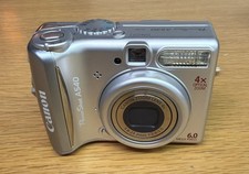 Canon PowerShot A540 Digital Compact Camera 6MP 4x Optical Zoom Silver Tested