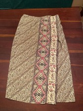 Dana Buchman 100 SILK Maxi Skirt Floral  Geometric Beige Red  Black Size 8