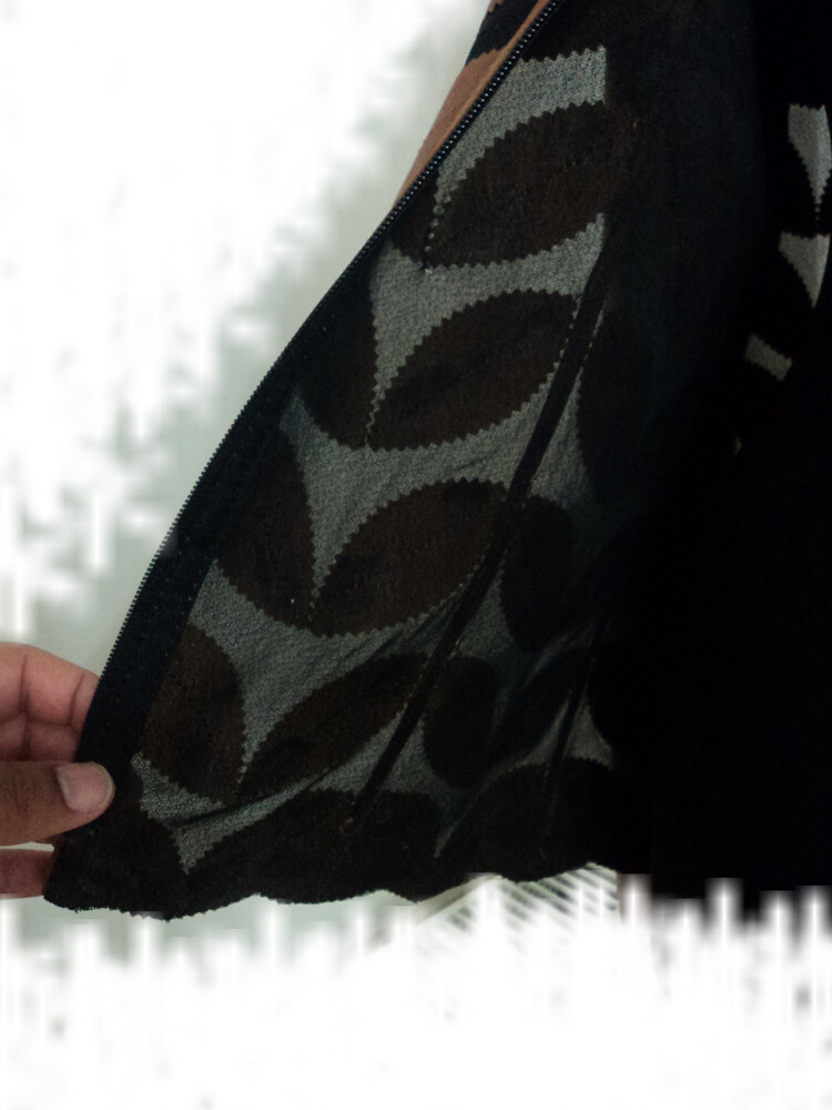 Flower Pattern Black Leather Coat Woman Jacket Leaf Design Zipper Short Tulle D1 - Picture 32 of 125