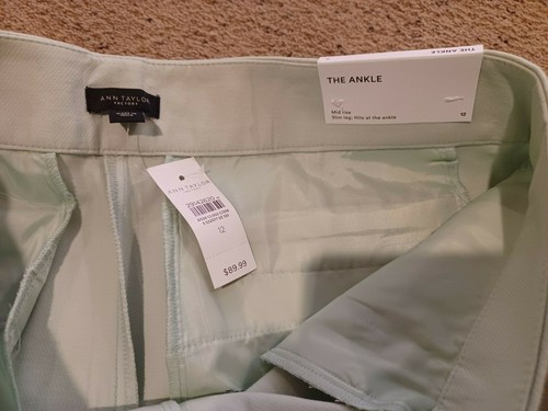 *NEW* Ann Taylor The Ankle Mint Slim Mid Rise Women's Pants Size 12 - Picture 3 of 3