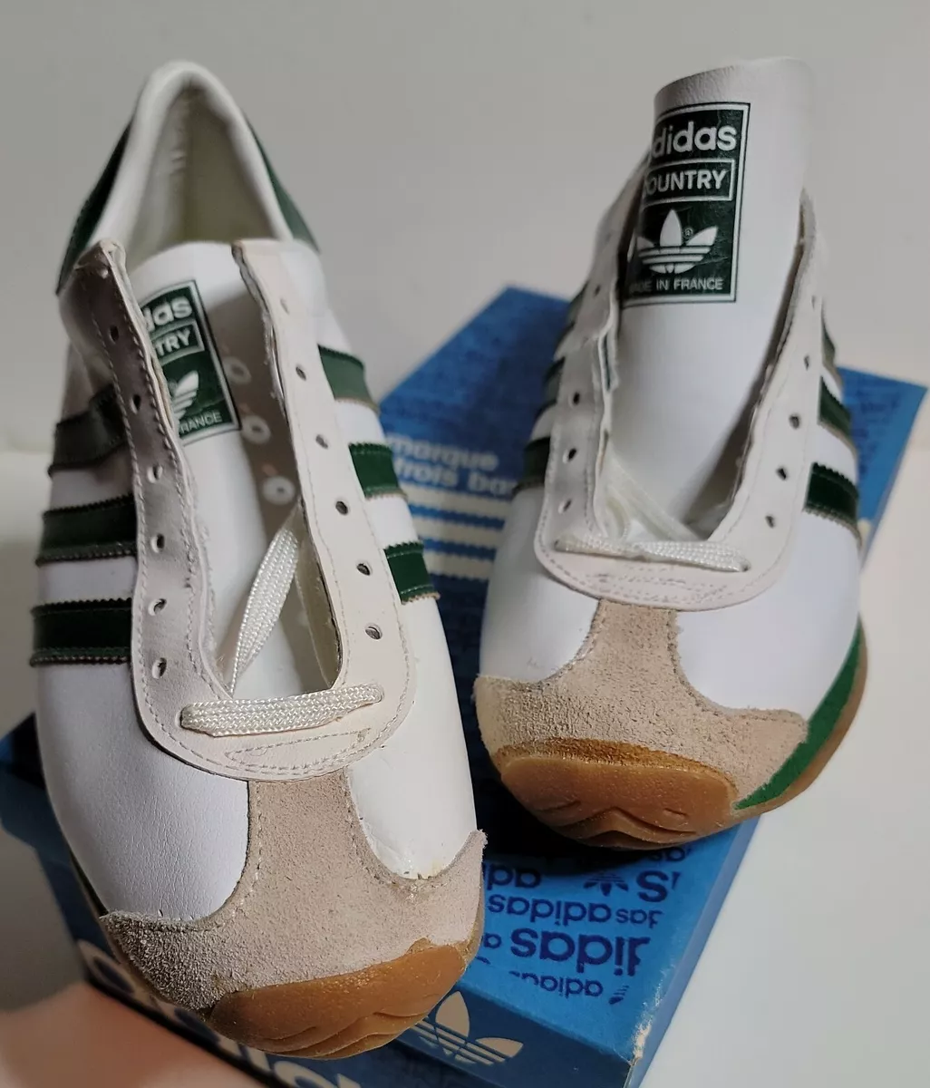 Vintage Adidas Country Womens US 6 France Green White Leather Sneaker EU 37  1/3