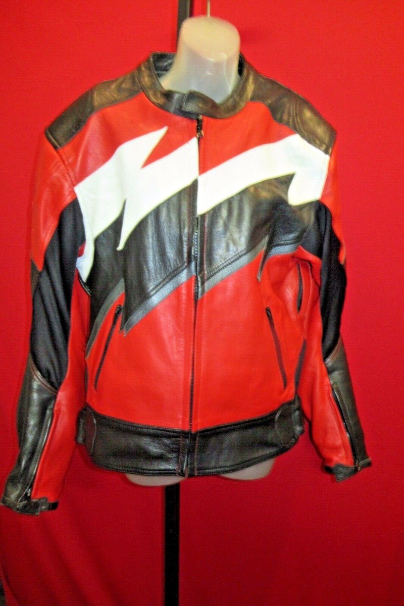 JOE ROCKET Red White Black 2.0 Leather Lightning Bolt Motorcycle