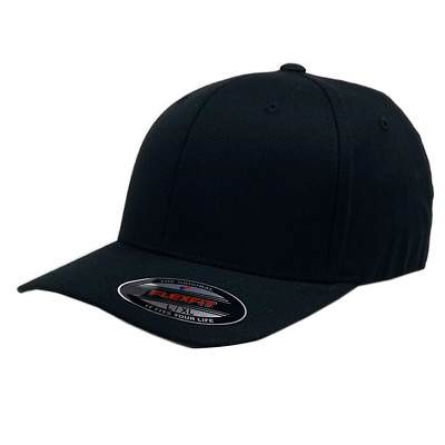 Flexfit Basecap by Yupoong ohne Verschluß schwarz / schwarz  L/XL