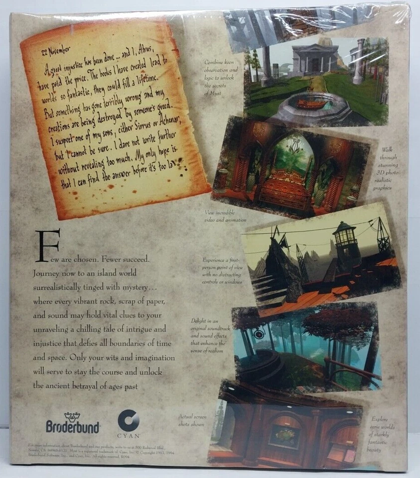 Vintage 1994 MYST Broderbund Windows PC CD-ROM Big Box Game *New Factory Sealed* - Image 2 of 4