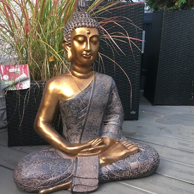 XXL bis 65cm Buddha Budda Skulptur Groß Garten Outdoor Figur Thai Statue Schwarz