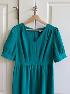 DKNY Dress Women 8 Emerald Green V Neck Short Sleeve Tiered Prairie Maxi  Dress | eBay