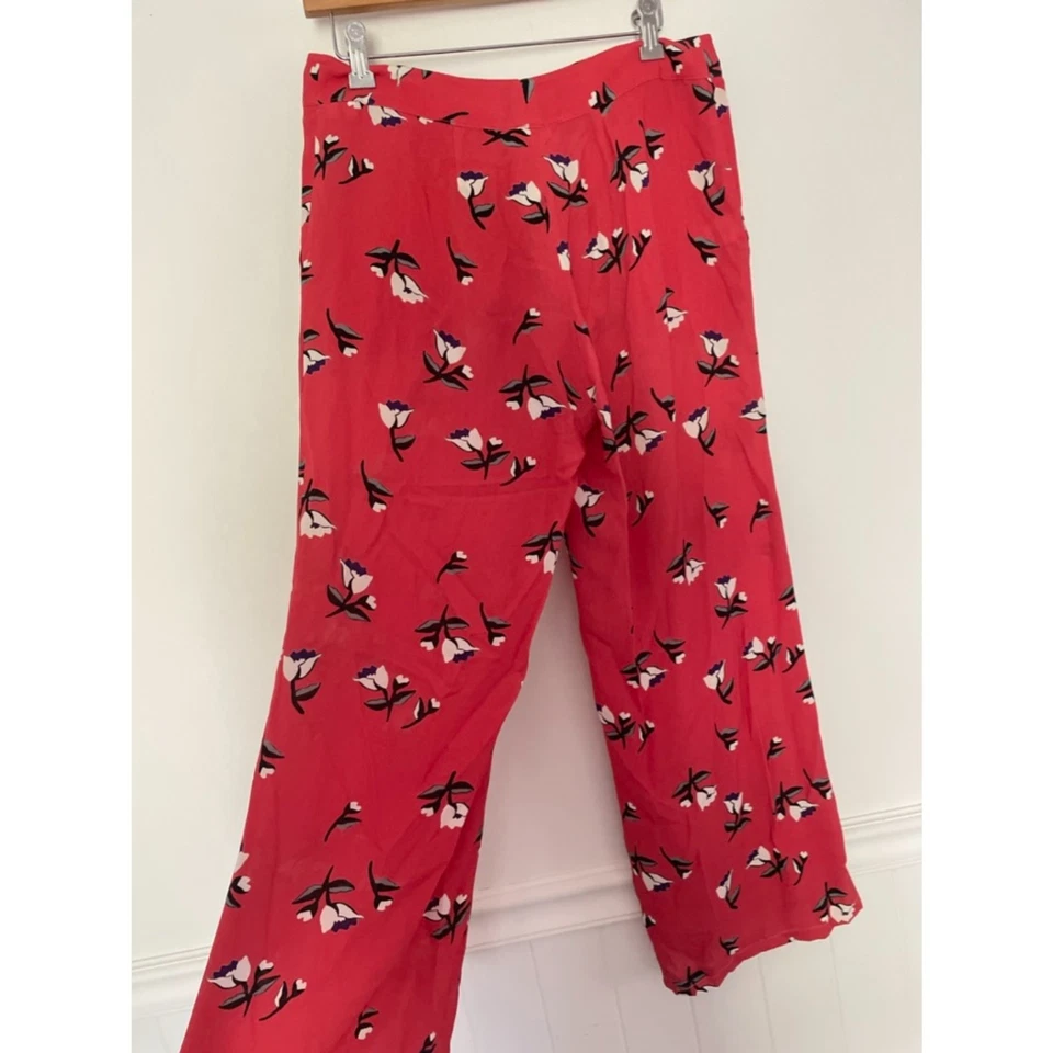 Pantalones Derek Lam 10 Crosby Floral Mezcla Seda Pierna Ancha Talla 6 31x26.5 * D100 Foto 3 de 4