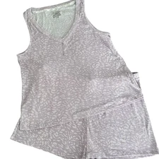 Live 2 Lounge Pajama Set Womens 2XL Purple Henley Tank Shorts Ribbed Sleepwear