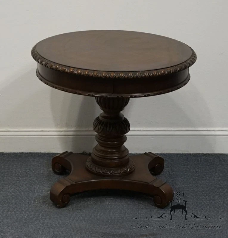 BERNHARDT FURNITURE Contemporary Traditional Bookmatched Mahogany 28" Round A... - Image 3 of 4