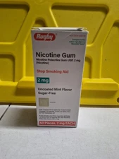 Rugby Nicotine Gum 2mg  50ct Mint Flavor - Compare to Nicorette - Exp 04/2027