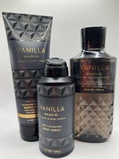 BATH  BODY WORKS VANILLA NOIR MEN  S SPRAY CREAM  3-IN-1 BODY WASH 3 PC SET NEW