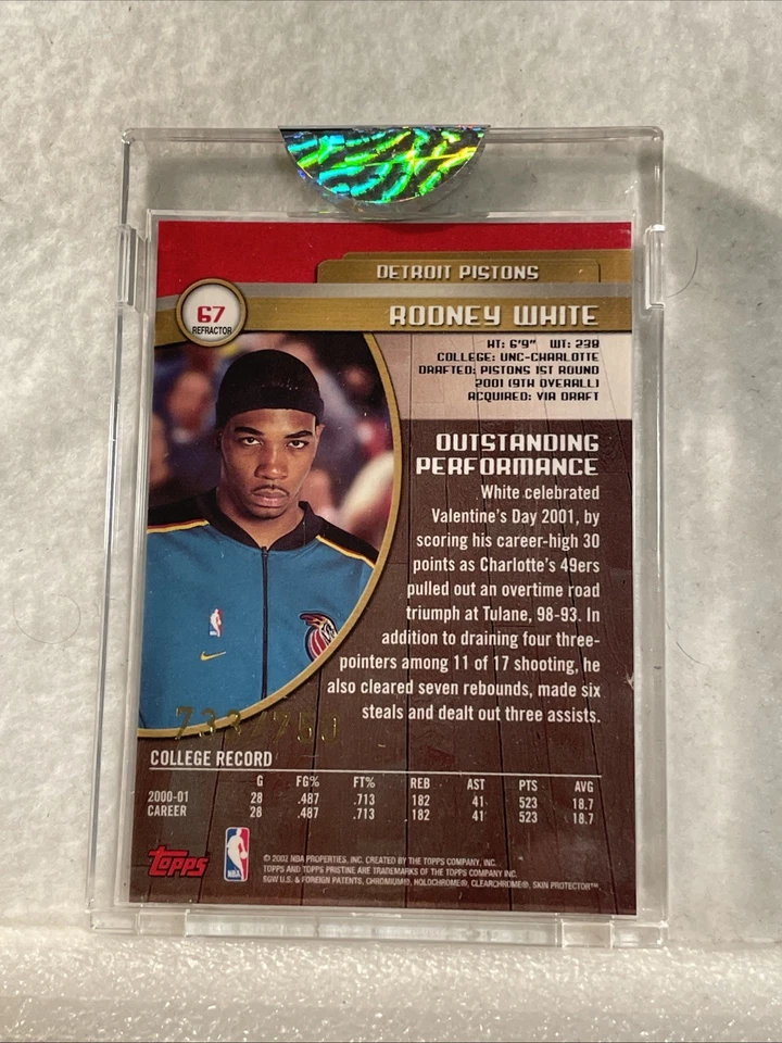 2001-02 Topps Pristine Refractor /750 Rodney White #67 Rookie RC - Image 2 of 3