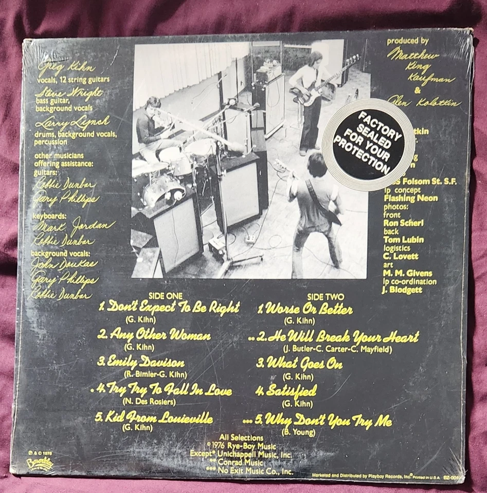 Greg Kihn - Greg Kihn - Vinyl LP - 1976 - Beserkley BZ-0046 - Sealed - Image 2 of 2