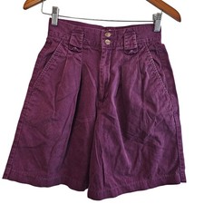 Vintage Shorts Women Sz Small Purple High Rise Pleated Cottage Boho 90s Preppy