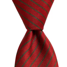 TURNBULL & ASSER Men's 100% Silk Necktie ENGLAND Luxury STRIPED Red/Green EUC