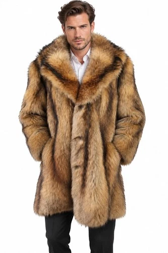 Men's Size XL New Finn Raccoon Fur Coat Man - product listing photo