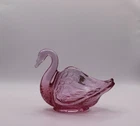 Fenton Art Glass Rose Pink Swan Open Dish Bowl Candy Dish Figurine