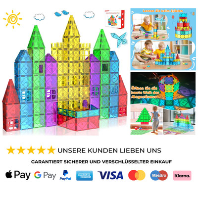 Magnetische Fliesen 3-12 Kinder Magnetbausteine: 72 Teile Bausteine Magnetblöcke