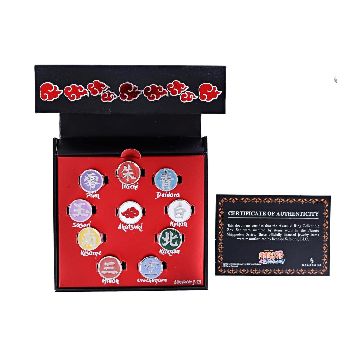 Naruto Shippuden Akatsuki Ten Clans Collectors Rings Set One Size