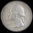90% Silver 1963 Washington Quarter  - F27J