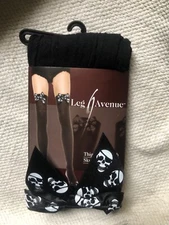 Black Skull Stockings Satin Bow Hold Up Leg Avenue 6296 Halloween