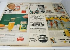 Soda Drink 7up Tang Canada Dry Pepsi Set of 7 Mid Century Full Page Cut Ads 