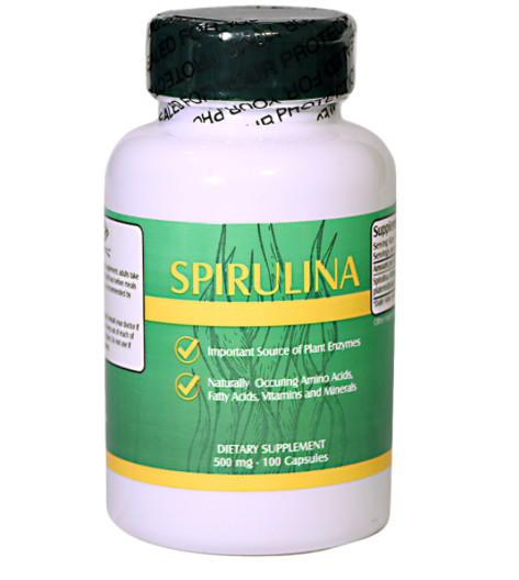 100 CÁPSULAS ESPIRULINA 500 mg ALGAS VERDES AZULES 100% NATURALES PURAS