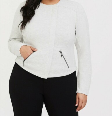 Torrid Knit Zip Moto Jacket Light grey 4 4X 26 #84765 | eBay