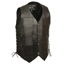 Event Leather EL5391 Men's "Tall" Sizes Black Leather 10 Pocket Side Lace Vest