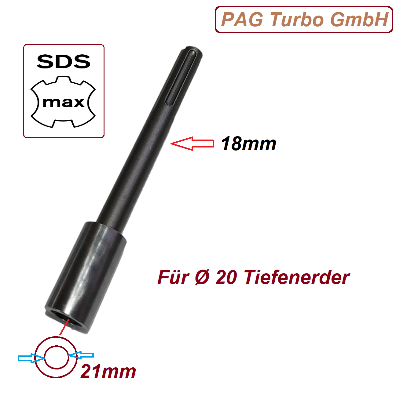 PAG Turbo 3m Tiefenerder Set - 20mm Feuerverzinkt Mit SDS Max Schlagkopf