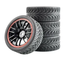 1/10 Rc Onroad Wheels & Rubber Tires Set for Tamiya tt01e tt02 tb05 ta06 ta07