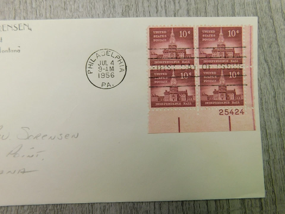 First Day Issue Philadelphia PA 1956 Independence Hall VTG Stamp Envelope Cover - Image 2 of 4