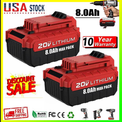 2PACK 8.0Ah 20 Volt Lithium-Ion Battery for PORTER CABLE 20V Max PCC680L PCC685L