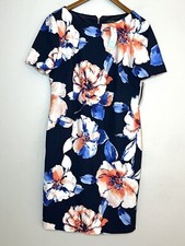 Tahari NEW Arthur S Levine Floral Print Sheath Dress Multicolor Back Zip Sz 14