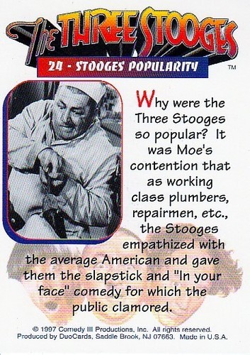 3 STOOGES T.V. Stooges 1997 Duo Cards # 24 Stooges Popularity - Bild 2 von 2