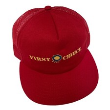 Vintage First Choice Trucker Hat Cap Snapback RED SNAP BACK HI! MADE IN USA
