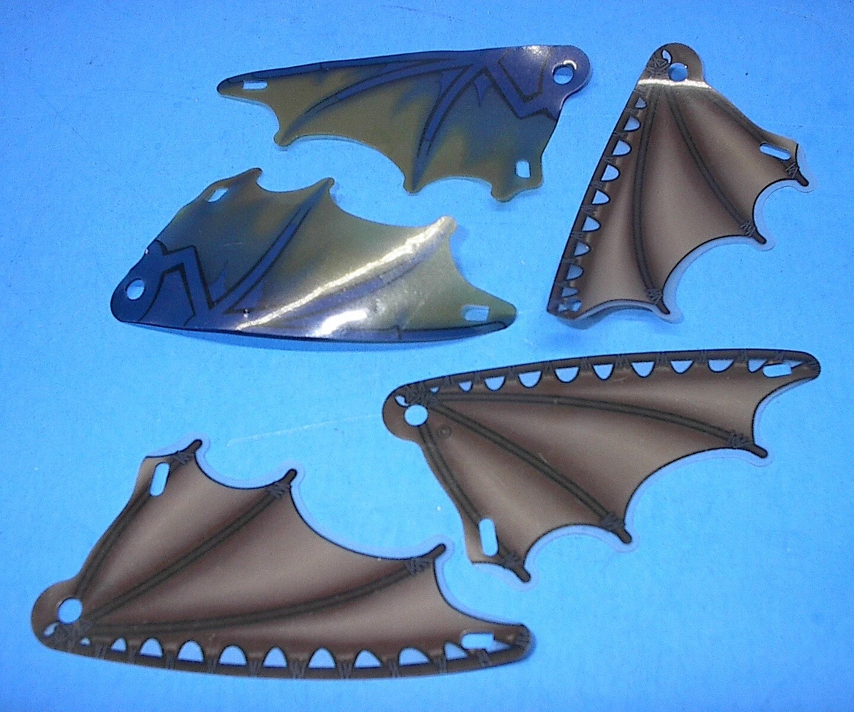 VINTAGE LEGO BIONICLE HERO FACTORY WARRIORS PARTS PIECES 3 BLK & 2 BLUE WINGS