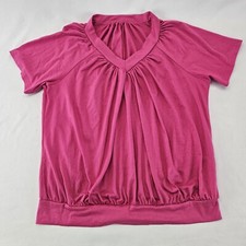Women's Casual Summer T Shirts Short Sleeve V Neck Tops Tshirts Rose Sz M