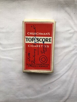 Vintage Churchman's Topscore 10 leere Zigarettenschachteln beschriftet Vorwarnung