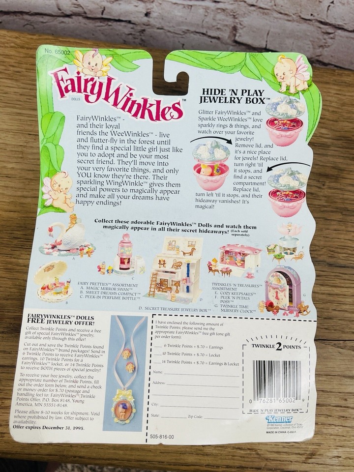 Vintage 1993 Kenner Fairy Winkles Hide N' Play Jewelry Box NIP Sealed