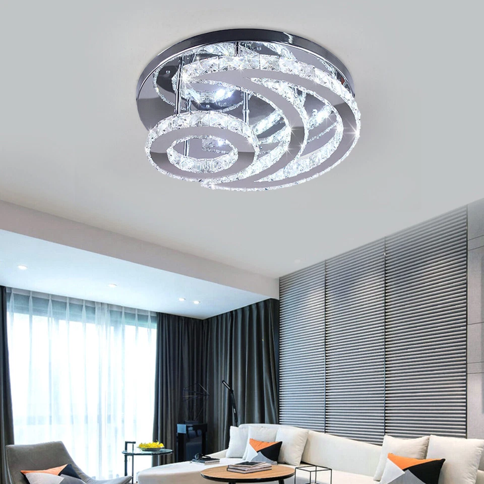 Crystal LED Ceiling Light Fixture Chandelier Lighting Modern Pendant Lamp Indoor - Image 3 of 4