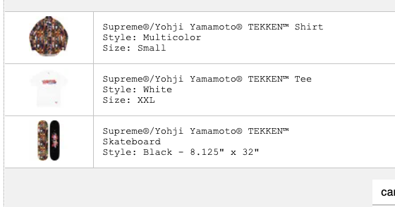 Supreme x Yohji Yamamoto Tekken Skateboard Deck Size 8.125 Supreme x Yohji Yamamoto Tekken Skateboard Deck Size 8.125