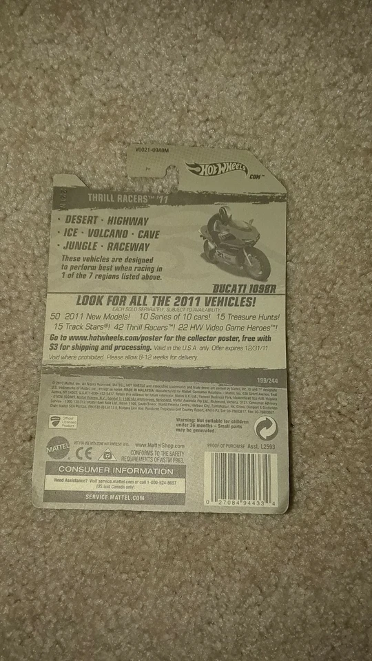 Hot Wheels Ducati 1098R, New In Wrapper, From 2010 - Image 2 of 2