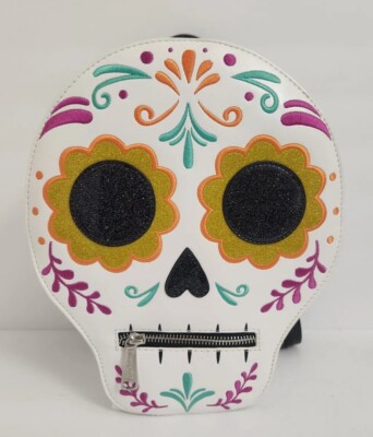 RARE /NEW Disney Pixar Loungefly Coco Sugar Skulls Backpack #Dia de los Muertes Disney Parks Loungefly Coco Mini Backpack EUC Sugar Skull  main image 4