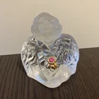 Fenton October Glass Guardian Angel Paperweight Pink Stone. 3”. Has Sticker