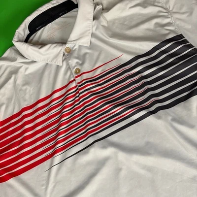 Nike Golf Polo Shirt Mens 3XL Dri-FIT Red/Black Gradient Stripe Tour Performance - Image 1 of 4