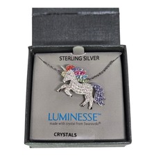 Unicorn Necklace Pendant With Swarovski Crystals New In The Box Gift Ready 