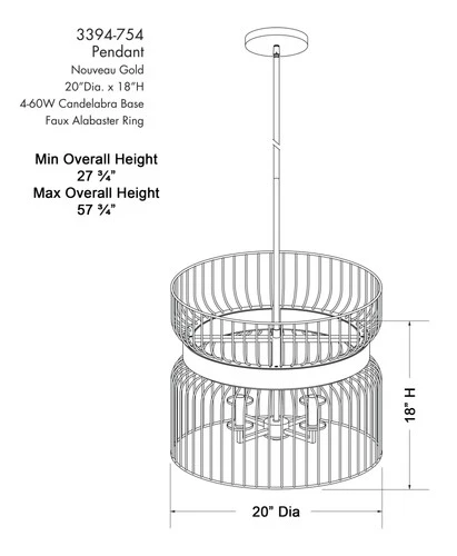 Minka Lavery 3394 Park Slope 4 Light 20"W Multi Light Pendant - Nouveau Gold - Picture 7 of 11