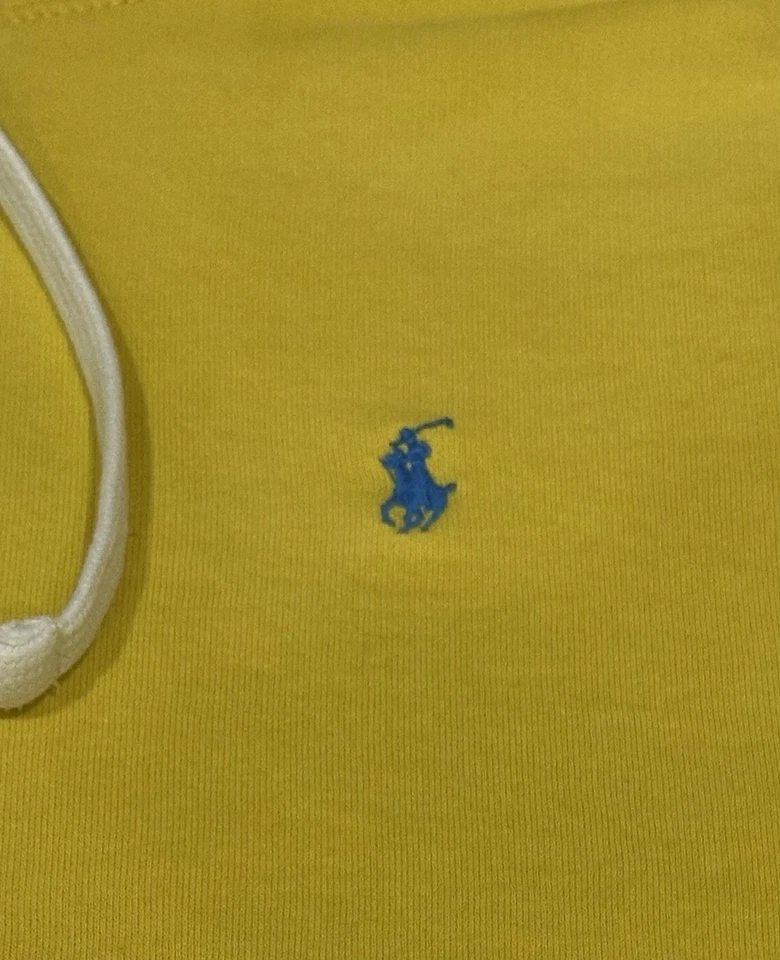 Moletom com capuz Ralph Lauren polo desgastado/grunge xadrez fotos XXL logotipo amarelo LEIA - Imagem 3 de 4